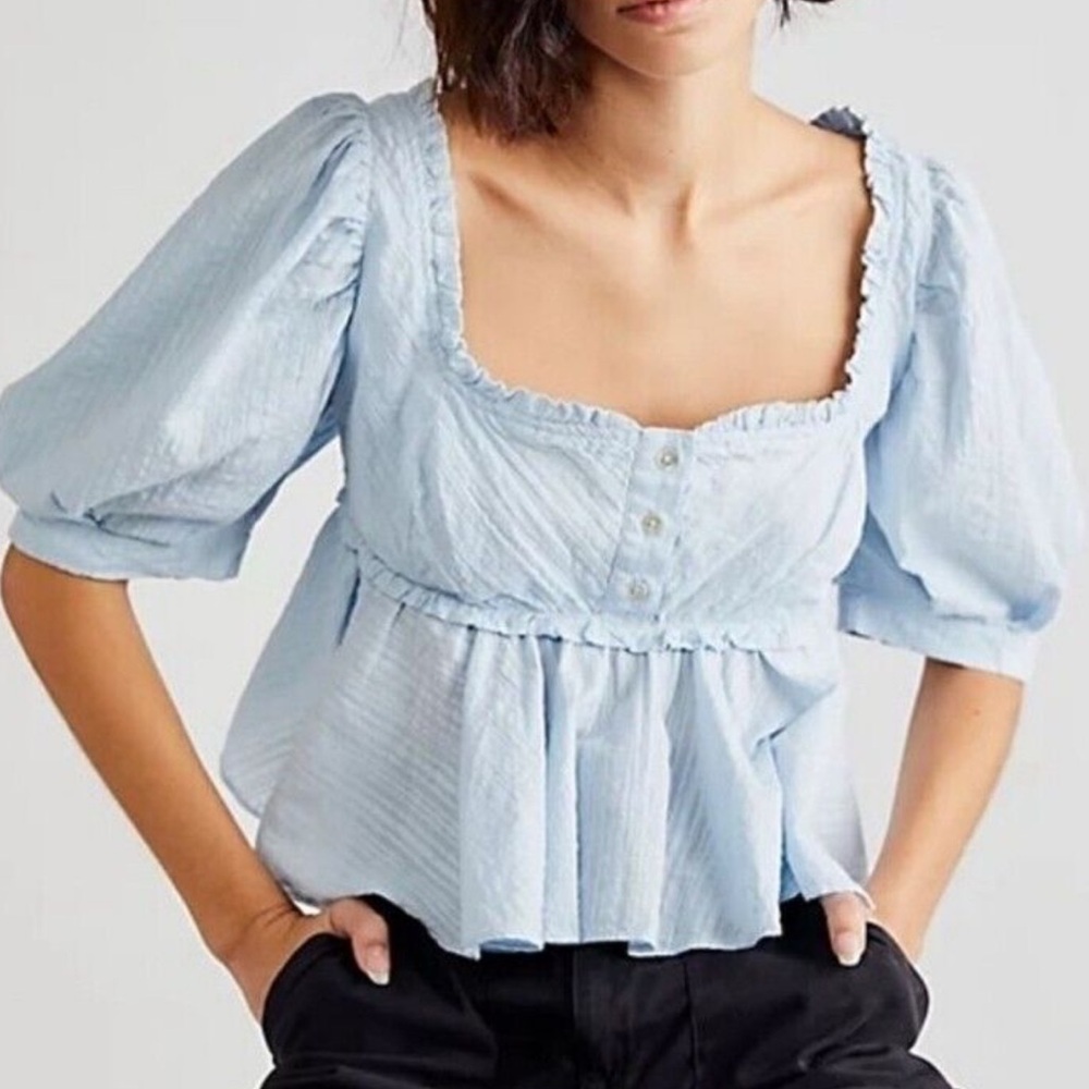 Free People Top Leave It To Me In Cool Air Womens Size XS 100% cotton